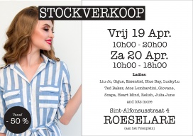 Stockverkoop merkkledij op 19 & 20 April te Roeselare