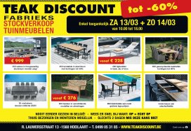 TUINMEUBEL UITVERKOOP -30% tot -70% RECHTSTREEKS VAN IMPORTATEUR zaterdag 13 en zondag 14 maart (10u tot 18u)