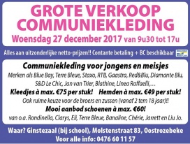 Woe 27/12: Grote verkoop communie-kledij!!