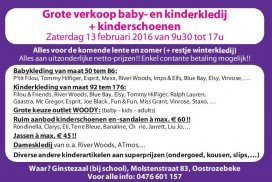 Grote verkoop baby- en kinderkledij + kinderschoenen