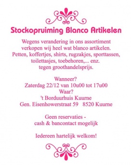 Stockverkoop Blanco Artikelen (petten, shirts, tassen, etc ..)