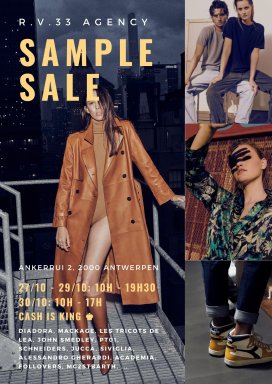 R.V.33 agency sample sale merkkleding 