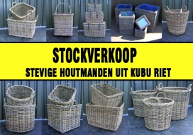 Grote stockverkoop houtmanden & rieten manden