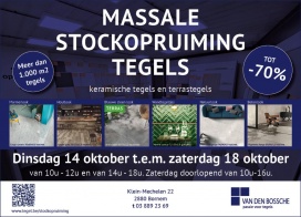 Massale stockopruiming tegels
