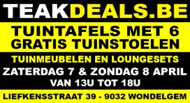 APRIL OUTLET - TUINTAFELS MET 6 GRATIS STOELEN - TUINMEUBELEN & LOUNGESETS: Tuintafels, Tuinstoelen, Ligbedden, Kussenboxen, Parasols, Parasolhoezen, Wicker Loungesets, Aluminium Loungesets, Tuinmeubelhoezen,... 