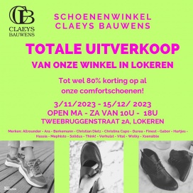 Totale uitverkoop Schoenenwinkel Claeys Bauwens