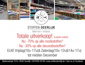 Totale uitverkoop STOFFEN -70%