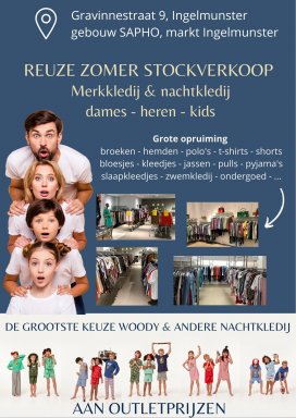 Reuze stockverkoop merkkkledij en nachtkledij