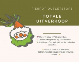 Totale uitverkoop bij Pierrot Outletstore, tot -50% extra!!