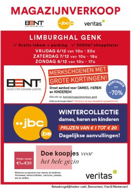 Magazijnverkoop JBC - BENT - Veritas | Gratis inkom