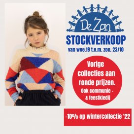 Stockverkoop baby- & kinderkledij van woensdag 19 t.e.m. zondag 23 oktober.