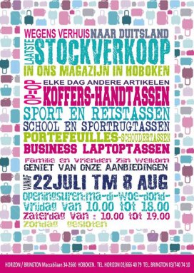 Stockverkoop handtassen, reistassen, ...