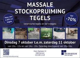 Massale stockopruiming Van den Bossche tegels