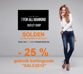 SOLDEN -25% op alle outlet 7 FOR ALL MANKIND jeans op www.dressinstyle.be