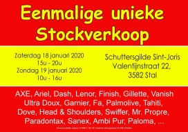 Stockverkoop huishoudartikelen en verzorgingsproducten