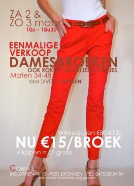 UITVERKOOP : 15€/ broek bij COBBY'S