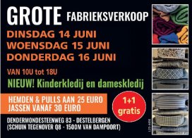 Fabrieksverkoop kleding 1+1 gratis