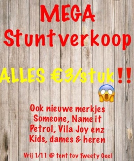 Stuntverkoop kleding kids, dames en heren