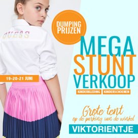 Mega stuntverkoop  - tent op parking Viktorientje