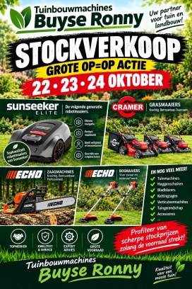Stockverkoop Tuinbouwmachines Buyse Ronny