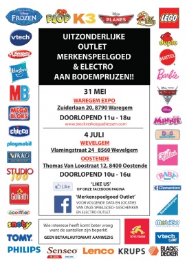 Uitzonderlijke outlet merkspeelgoed & electro aan bodemprijzen