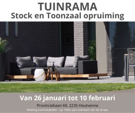 Tuinrama stock en toonmodellen verkoop