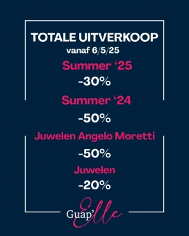 Uitverkoop zomer 25 - kledij, schoenen, juwelen, handtassen, haaraccessoires + zomer '24