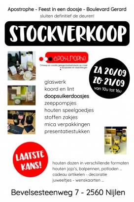 Stockverkoop doopsuiker artikelen Apostrophe