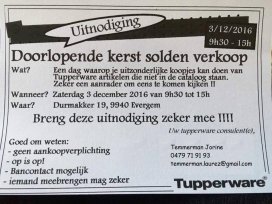 Kerstsoldenverkoop Tupperware ( Evergem)