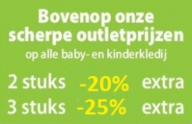 Bovenop onze scherpe outletprijzen tot -25% extra korting!!