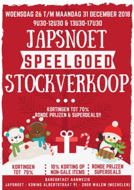 Speelgoed Eindejaars Stockverkoop bij Speelgoedwinkel Japsnoet