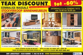 FABRIEKSVERKOOP MASSIEVE MEUBELEN 6 t/m 14/12 te Hamme rechtstreeks van GROOTHANDEL, ALLES van -30% tot -70%