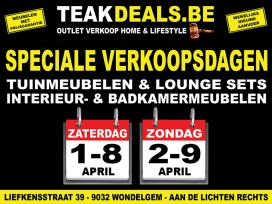 Outletverkoop Teakdeals - Teak & Alu Tuinmeubelen en Lounge sets!