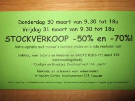 Stockverkoop bio kleding + schoenen