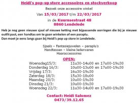 Heidi's pop-up store accessoires en stockverkoop