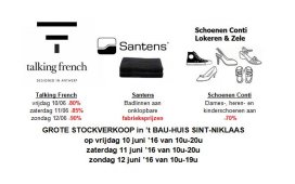Stockverkoop Talking French, Santens en Schoenen Conti