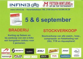 Stockverkoop Infini3: loop, fiets en zwemkleding